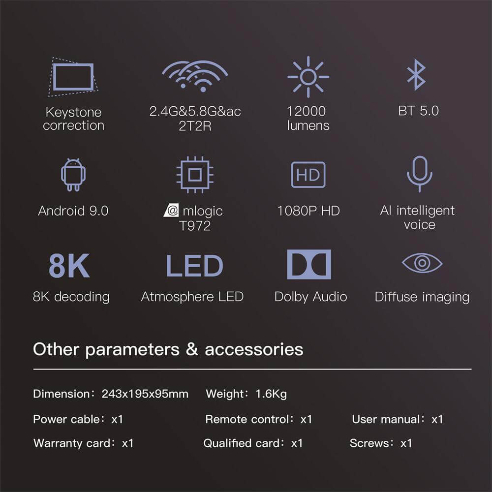 ผู้ผลิตในจีน X1 Amlogic T972 หุ่นยนต์โปรเจคเตอร์ ODM